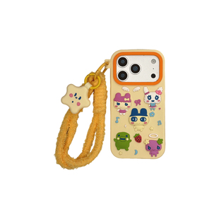 奶黄色可爱卡通拓麻歌子适用苹果17promax手机壳iphone17pro女新款16pro硅胶壳15公仔手绳14全包防摔13保护套