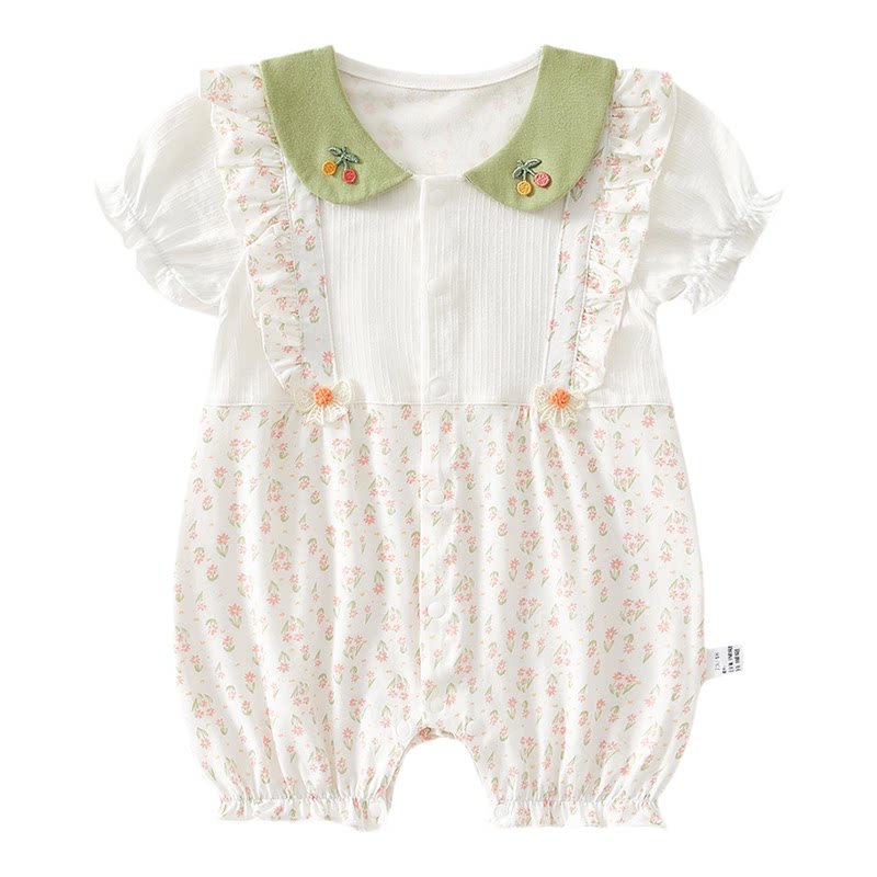 婴幼儿夏季衣服a类连体衣薄款夏装纯棉服装女宝宝短袖婴公主风