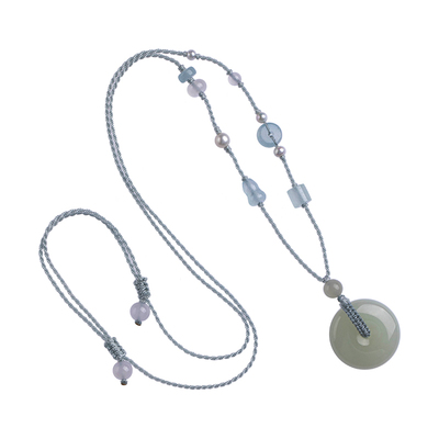 多宝和田玉平安扣半成品配饰绳