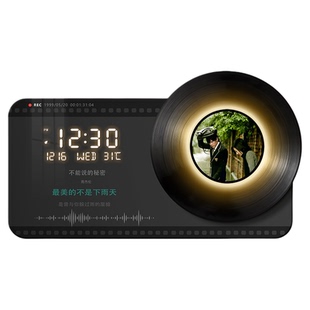 2026新款客厅钟表挂画周杰伦黑胶唱片轻奢高级感时钟万年历电子钟