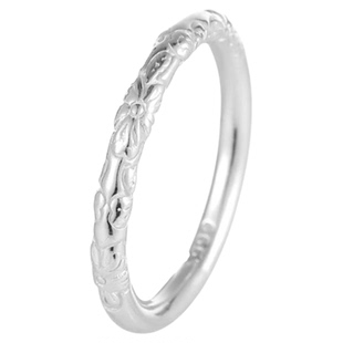 S999足银通体纯银浮雕小众闭口女款戒指环设计感高级中式素圈食指