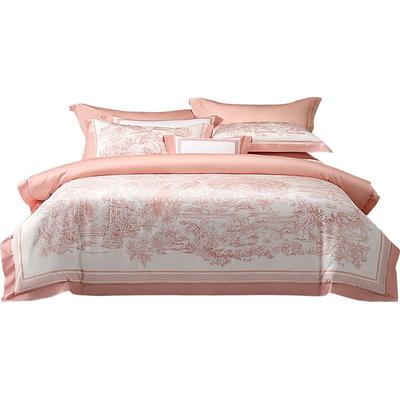 水星家纺长绒棉贡缎婚庆四件套