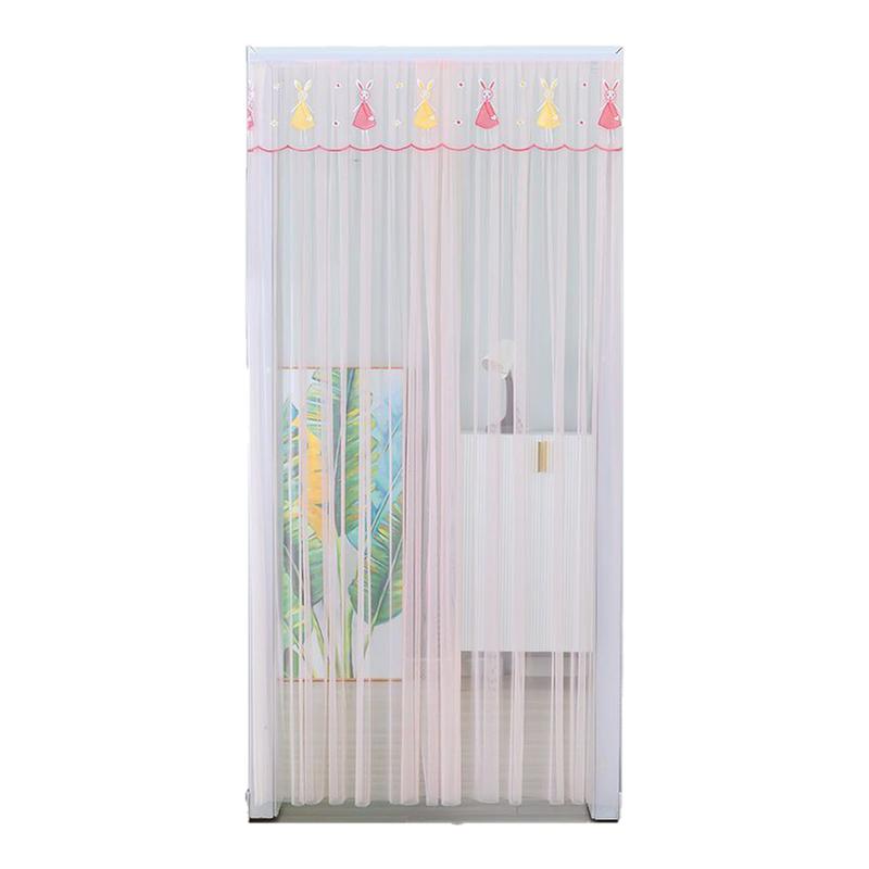 夏季防蚊纱门帘家用魔术贴纱帘免打孔蕾丝门帘四季通用隔断帘自粘