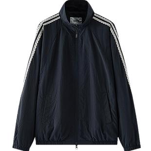 森马外套女秋蕾丝花边肌理立领衣服oversize松弛感甜酷运动风夹克