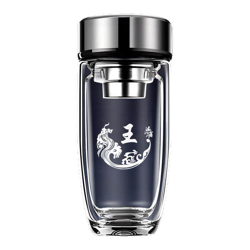 定制刻字双层鹅蛋玻璃杯男士茶杯车载茶水分离杯商务广告logo水杯