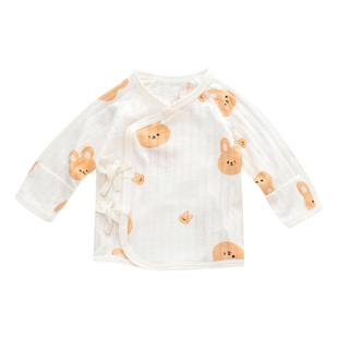 新生的儿半背衣初生婴儿夏季0一3月52 59码上衣薄无骨宝宝纯棉A类