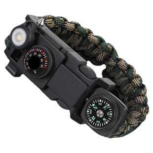 户外应急求生手环生存自救生装备多功能伞绳指南针编织野外打火石