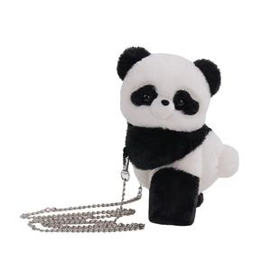 古力古力熊猫斜挎趴趴包可爱玩偶儿童卡通毛绒背包包女孩生日礼物