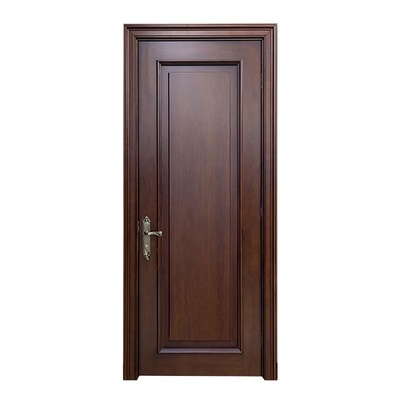 中古风卧室门复古胡桃木色房间门实木门烤漆室内门厨房门木门定制