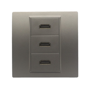 深灰色86型HDMI直插面板三位高清数字电视电脑显示器对接墙壁插座