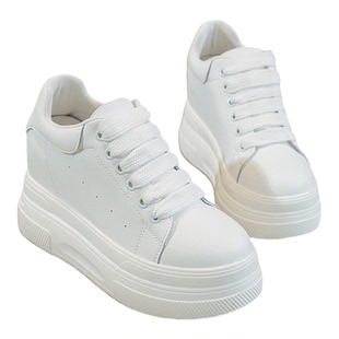 12CM小白鞋内增高女鞋女冬加绒2026新款坡跟单鞋松糕鞋厚底高跟鞋