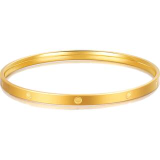 明牌珠宝黄金手镯 足金亮点光面钻纹简约呆口女款手镯时尚AFI0062