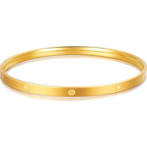 明牌珠宝黄金手镯 足金亮点光面钻纹简约呆口女款手镯时尚AFI0062