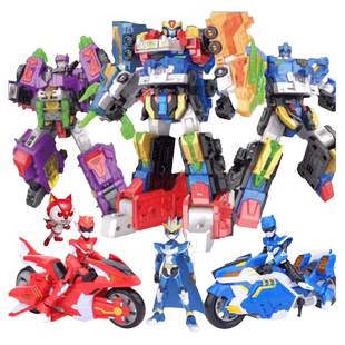 迷你特工队5 玩具超威能量变形机甲兽王龙王巨鲨恐龙男孩儿童正版