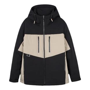 才子男装连帽羽绒服男2025冬季潮流撞色拼接保暖鸭绒休闲短款外套