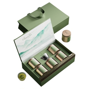 大师作春茶5圆罐茶杯包装空盒绿茶龙井碧螺春毛尖通用空礼盒定制