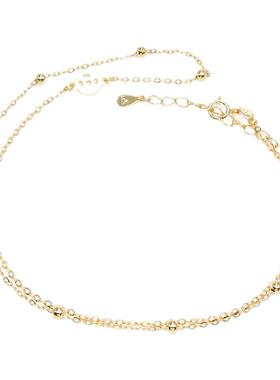 S925纯银素链间珠十字链福字形链