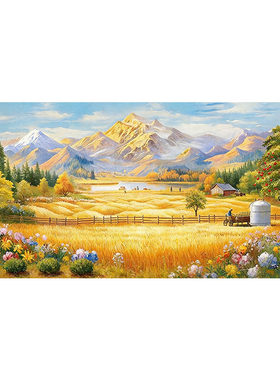 大芬村手绘金色麦田客厅油画