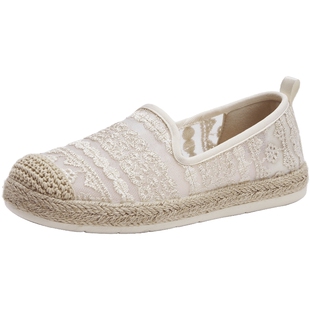 热风百搭渔夫鞋女款2025年春季新款网面透气休闲鞋轻便软底女鞋子