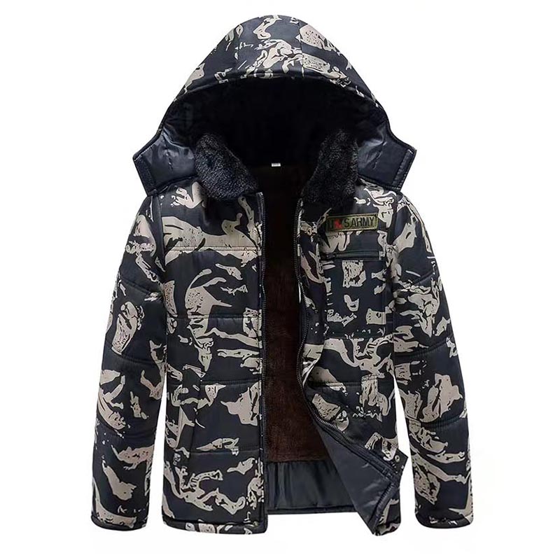 劳保迷彩棉服男中老年冬季加绒厚保暖宽松冷库防寒服棉袄棉裤套装