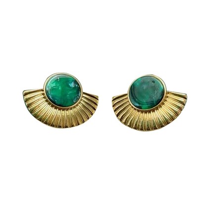 复古珍珠金属夸张方圆脸耳环耳夹