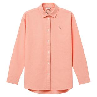 Hazzys哈吉斯纯色牛津纺宽松长袖衬衫女士春夏季休闲上衣纯棉衬衣