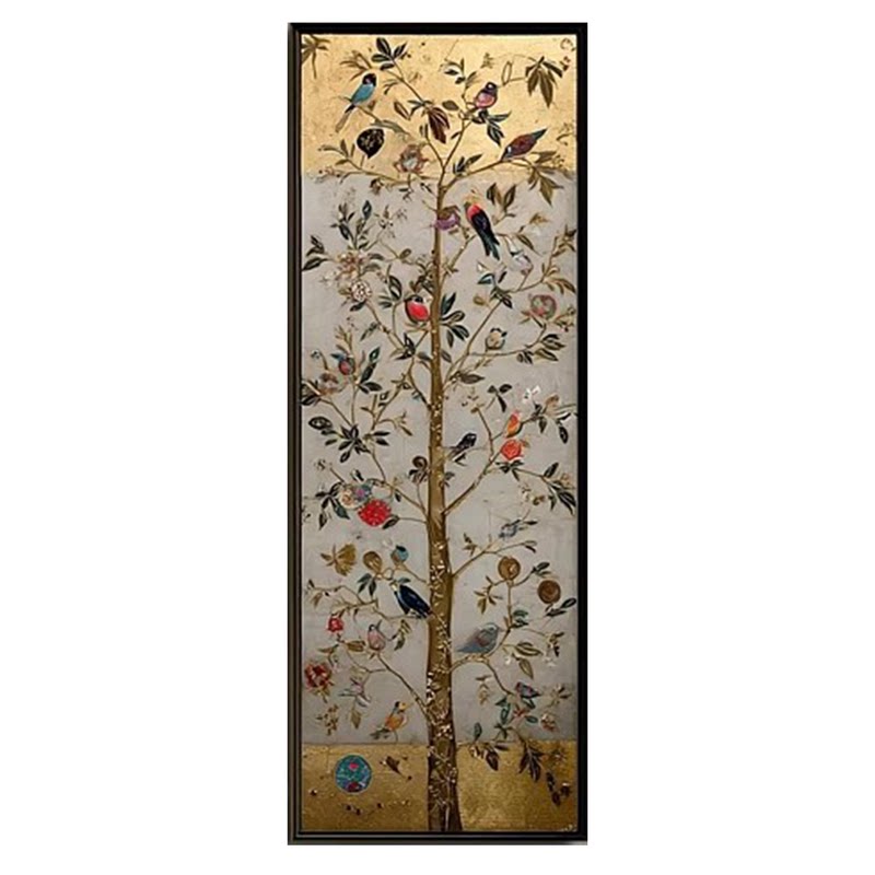 中古风高级客厅装饰画花鸟玄关壁