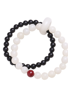 静修|两圈跑环天然黑檀木白玉菩提手串女多圈手链原籽收藏级无相