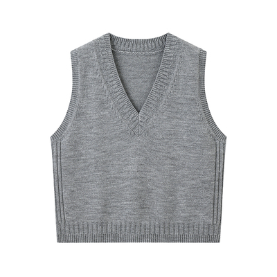 超级文 金碧青空百搭显瘦V领叠穿软糯保暖羊毛针织马甲女微胖大码