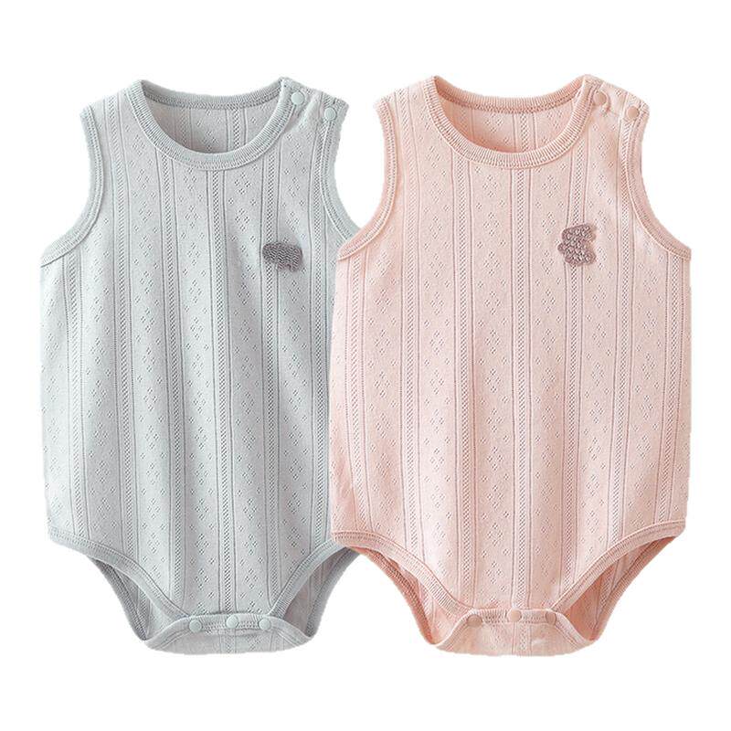 婴儿夏季无袖包屁衣纯棉女宝宝