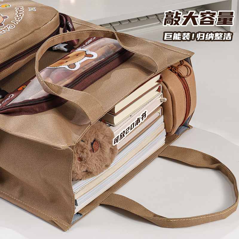 卡皮巴拉补习袋女生颜收纳拆小学生高培训机构手提包定制可值笔袋