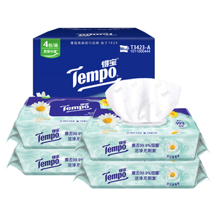 tempo得宝湿厕纸洋甘菊洁厕家庭湿纸巾湿巾私处专用擦屁股80片4包