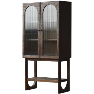 慕芮雅实木餐边柜复古北欧设计师客餐厅靠墙展示书柜手办陈列高柜