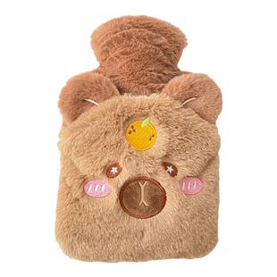 卡通学生随身热水袋插兜式毛套暖手宝加厚防爆热水袋可爱防漏暖宝