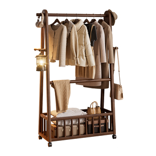 落地挂衣架卧室放脱下的衣服置物架新款不占空间可移动实木衣帽架