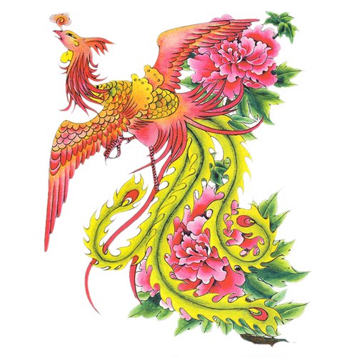 凤凰纹身贴女防水持久后背性感大腿遮盖疤痕大面积网红爆款纹身贴