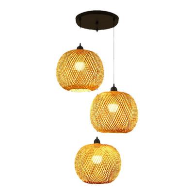 竹编组合吊灯餐厅卧室客厅民宿灯笼中式复古藤编多头楼梯竹艺灯具