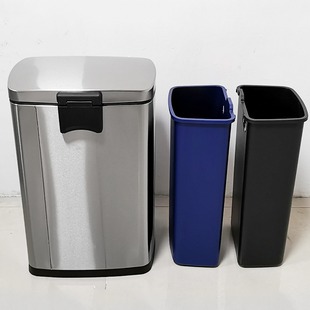 不锈钢15L20升干湿垃圾分类脚踏酒店商垃圾桶办公室单位家用厨房