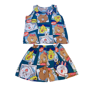 夏季薄款女士棉绸睡衣套装宽松大码短袖人造棉家居服无袖背心绵绸