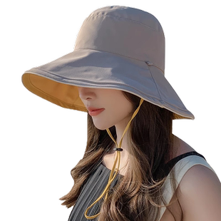 渔夫帽女款新夏季大帽檐防紫外线遮阳帽出游遮脸网红防晒太阳帽子