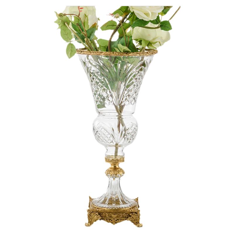 美式水晶配铜花瓶花器软装工艺品
