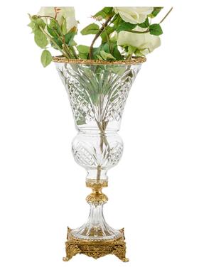 美式水晶配铜花瓶花器软装工艺品