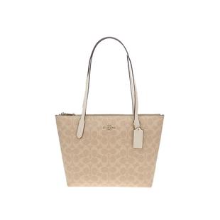 COACH/蔻驰官方 奥莱款女士PVC单肩手提包ZIP老花托特包CBT18