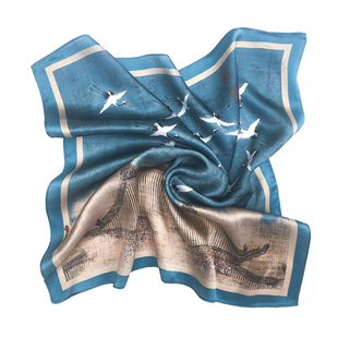 蒙马特大街宋徽宗瑞鹤图千里江山图真丝巾丝绸中国风小方巾礼盒装