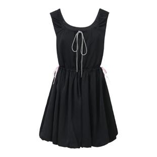 FTT FlyTheTruth  暗夜精灵 高级感无袖花苞连衣裙女夏抽褶背心裙