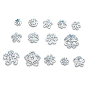 S925纯银diy素银花托配件祥云银花片隔片水晶珠托手工串珠配饰