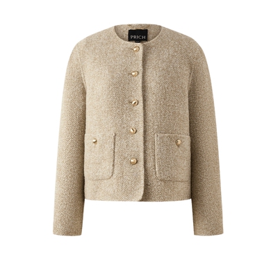 【绵羊毛+羊驼毛】PRICH法式小香风粗花呢西装冬短外套女