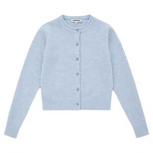 CLIMAX VISION软糯温暖绒毛感羊毛混纺卷边圆领复古针织开衫毛衣