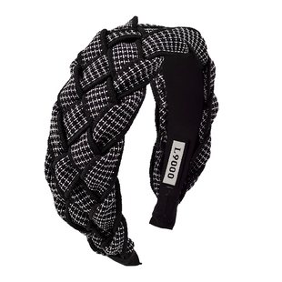 Mibeco乌云盖雪增高颅顶发箍洋气黑白条纹麻花编织头饰遮白发头箍