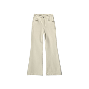 大长腿特效！~加厚绒微喇叭牛仔裤女新冬白色高腰弹力修身长裤子